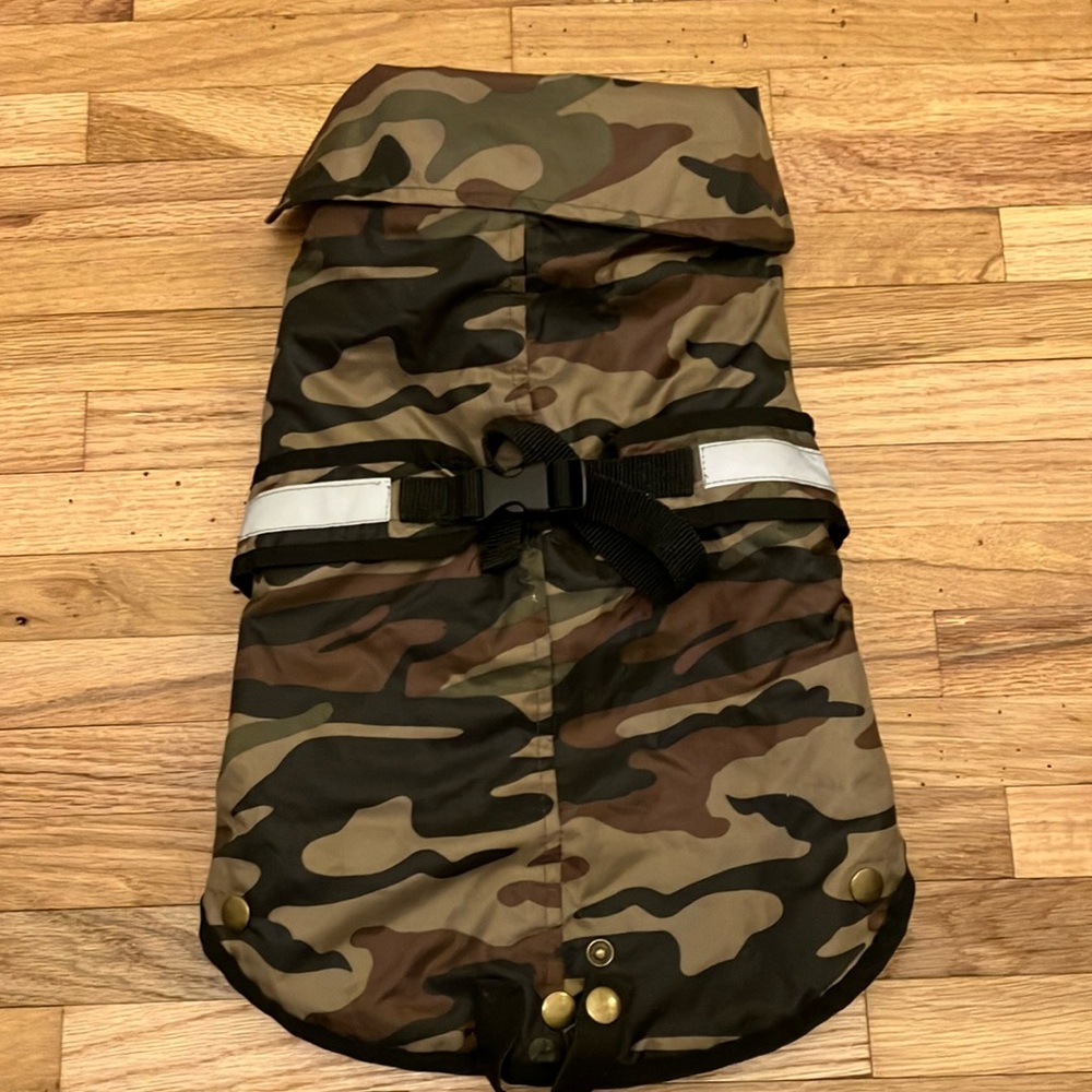 Camo Fleece Lined Dog Rain Coat - Medium